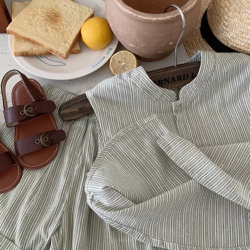 涼爽直條背心套裝