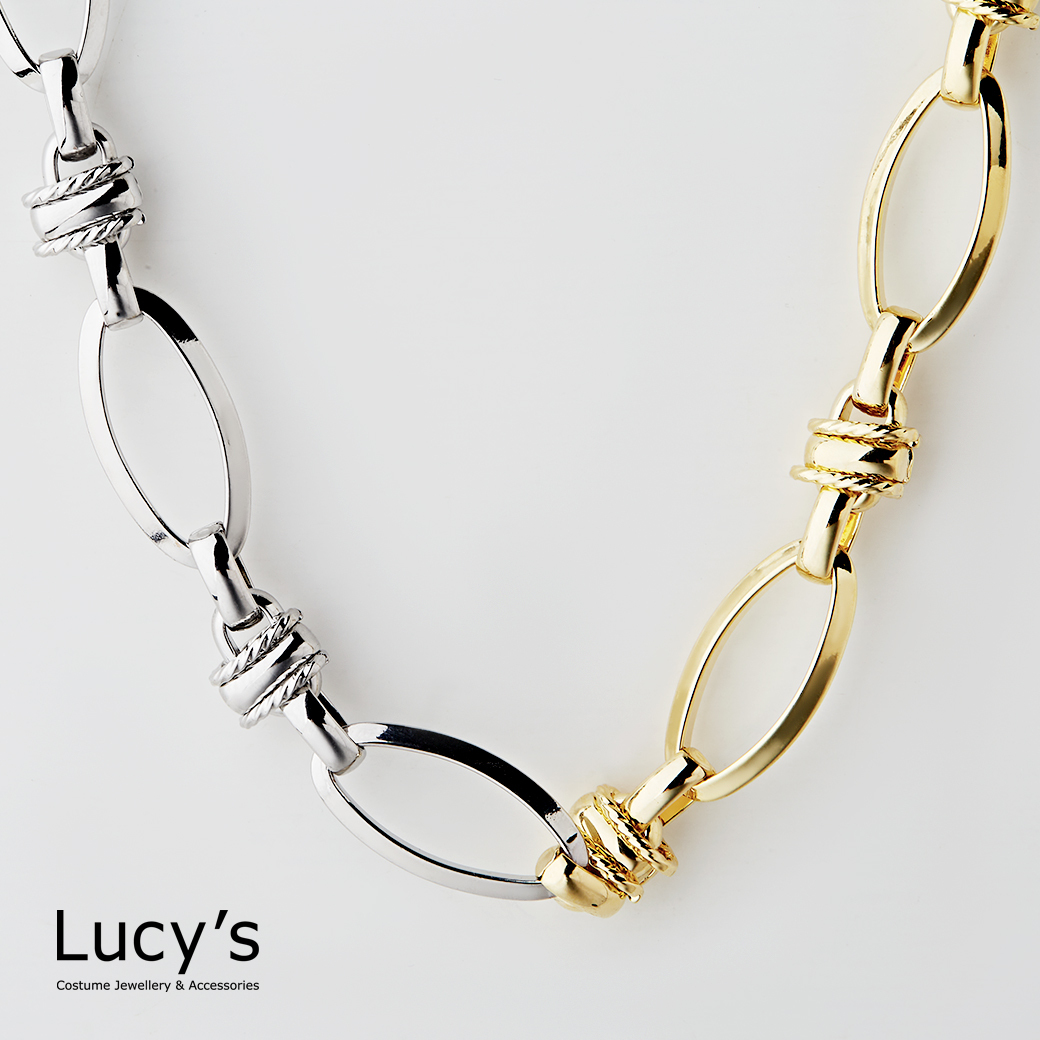 撞色橢圓 項鍊 (121740)