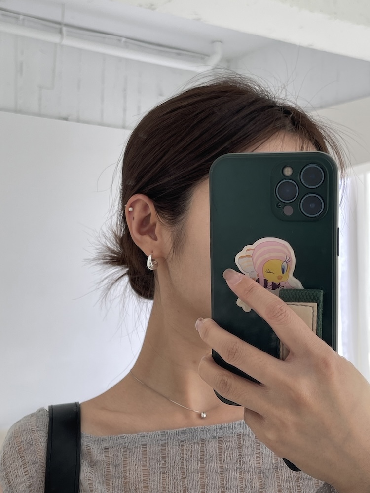 水滴925純銀耳針