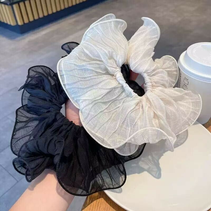 G39壓紋木耳邊雙層大腸髮圈