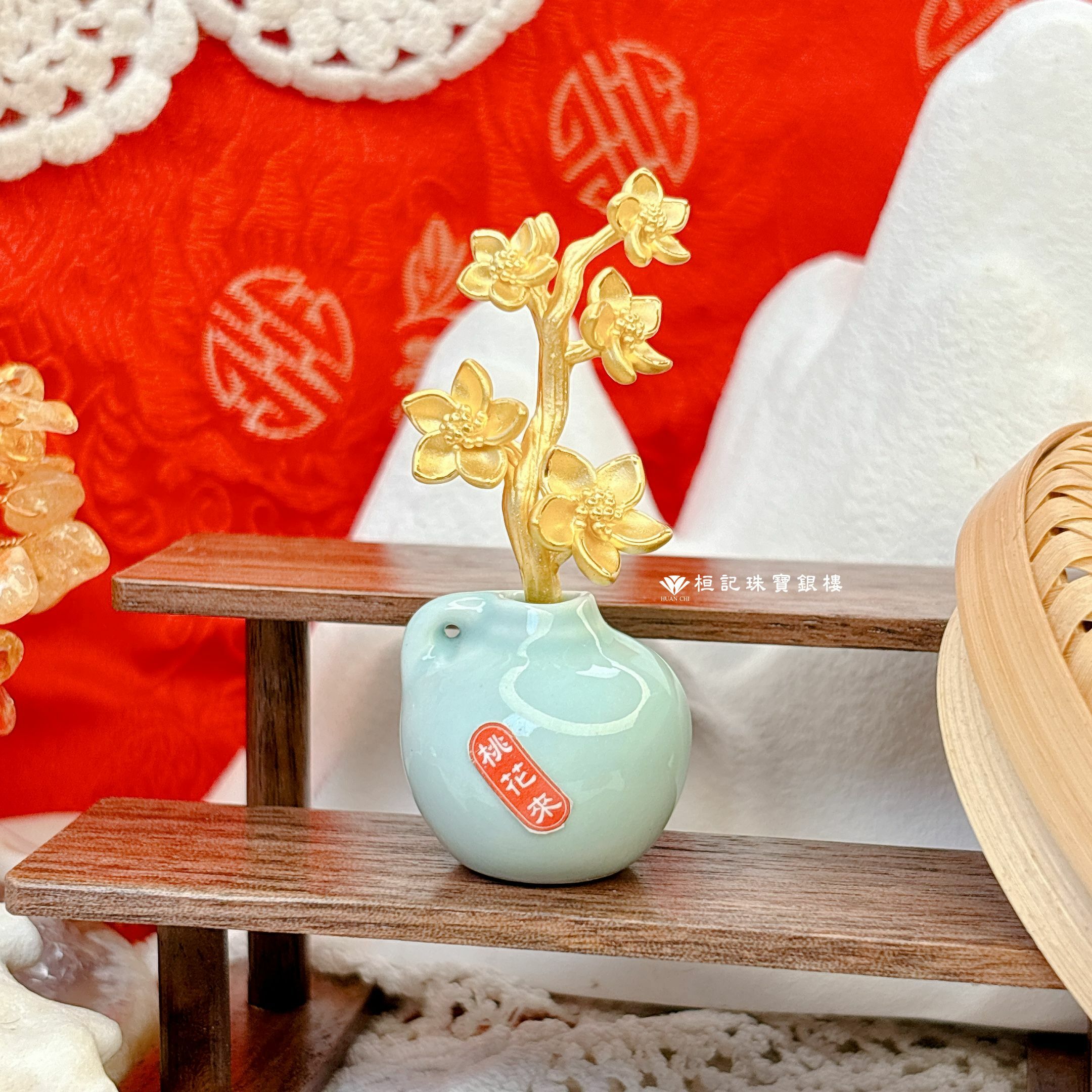 五桃花 黃金擺件