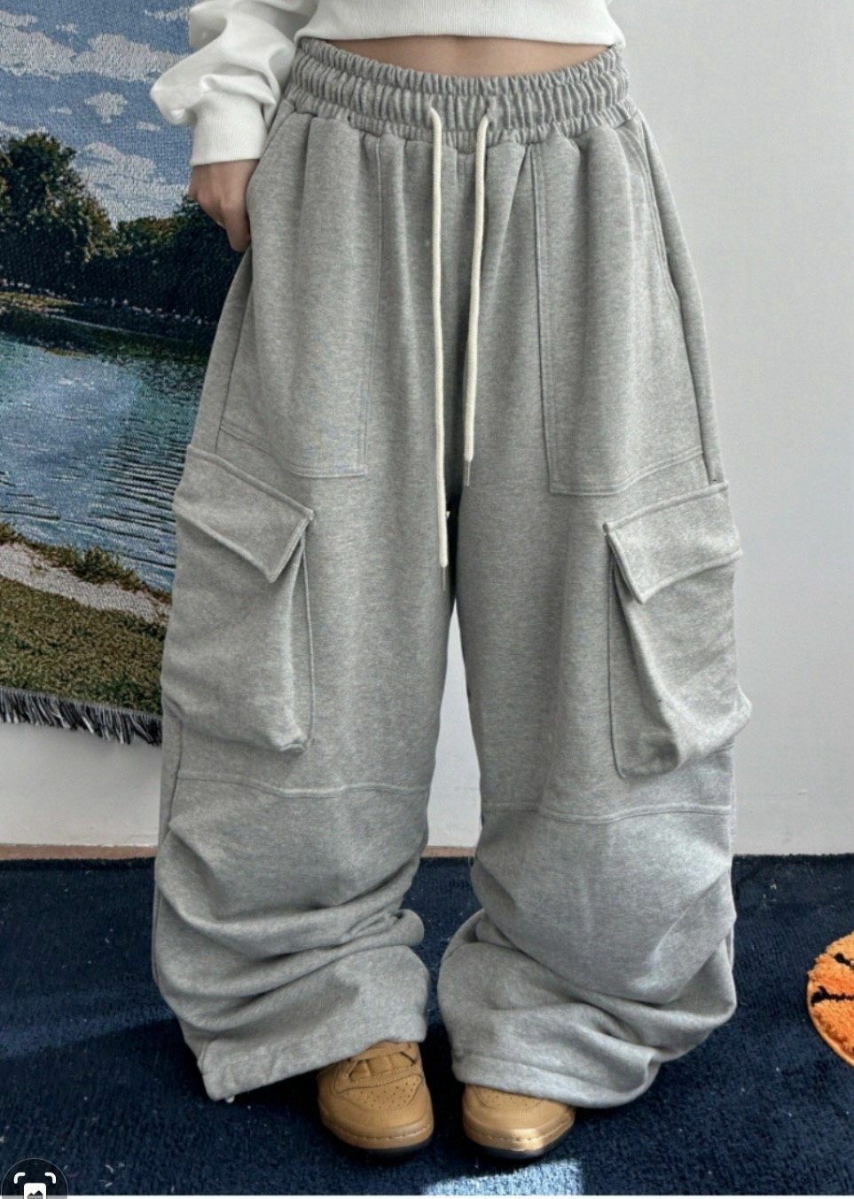 淨色可束腳工裝鬆身運動褲 TAC-0158P