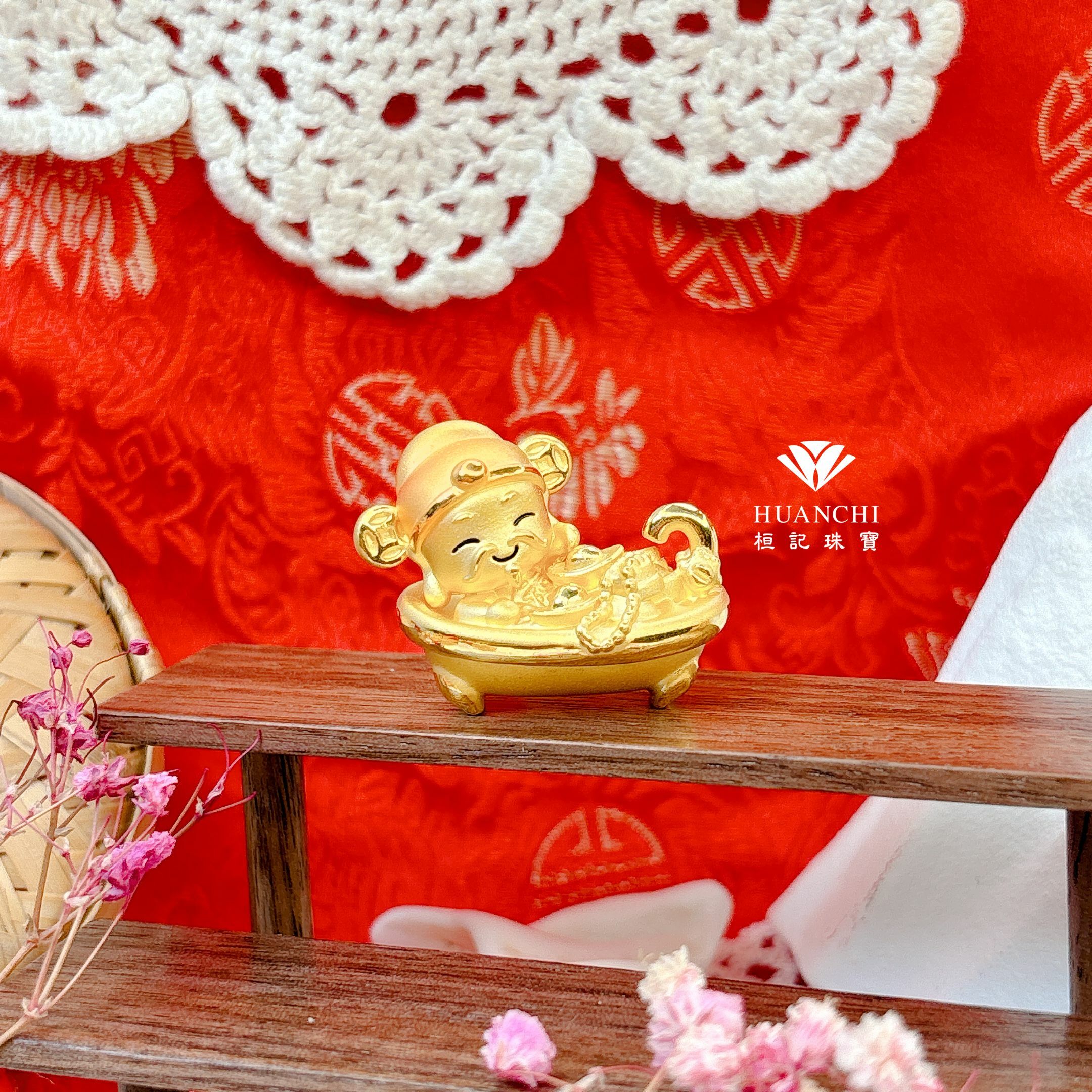 浴到財神 黃金擺件