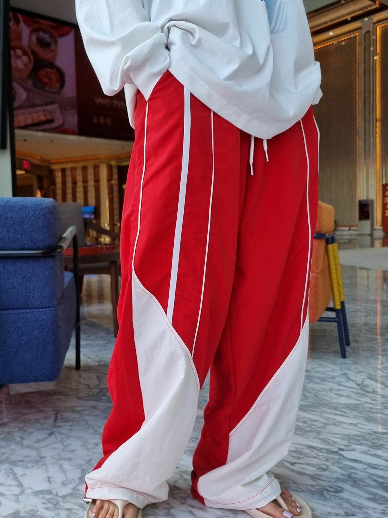 拼色可束腳鬆身褲 TAC-0161P