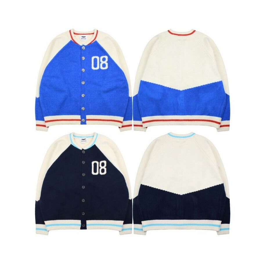 拼色英文字開胸針織外套 TAC-0172JK