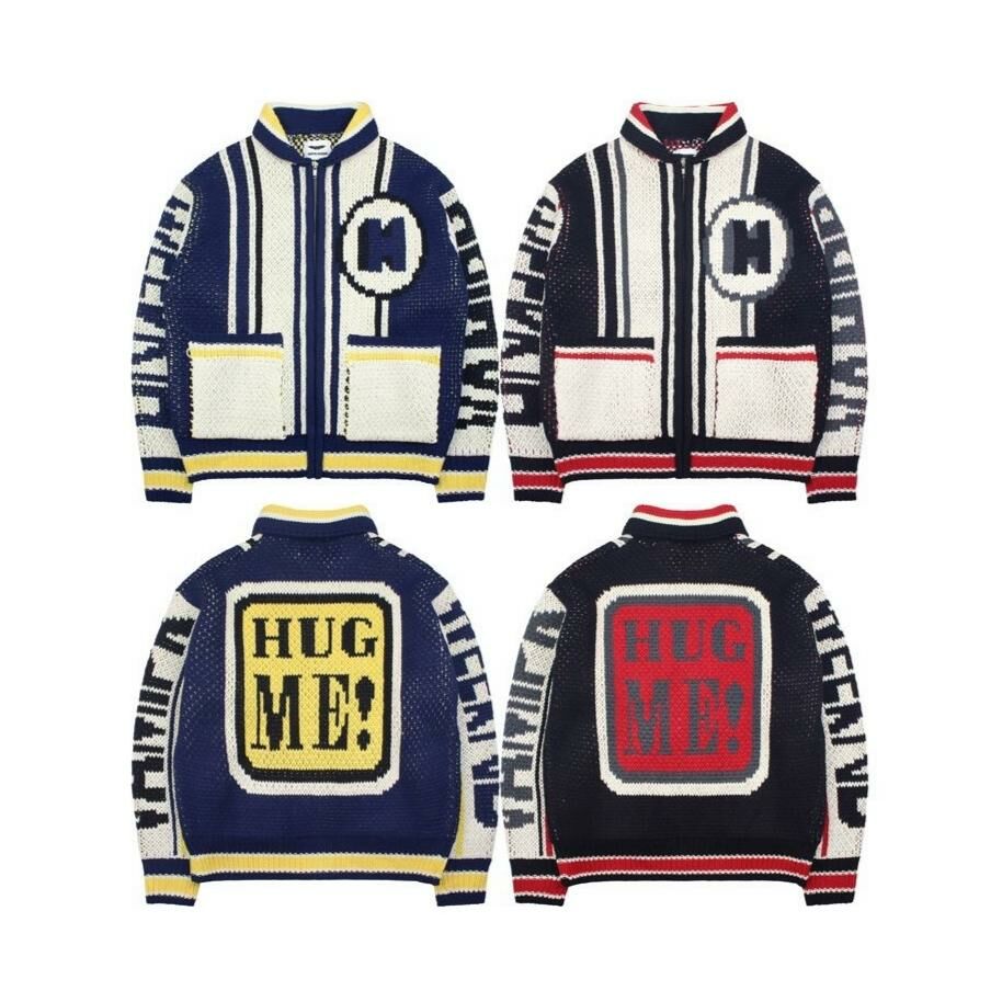 反領英文字開胸針織外套 TAC-0173JK