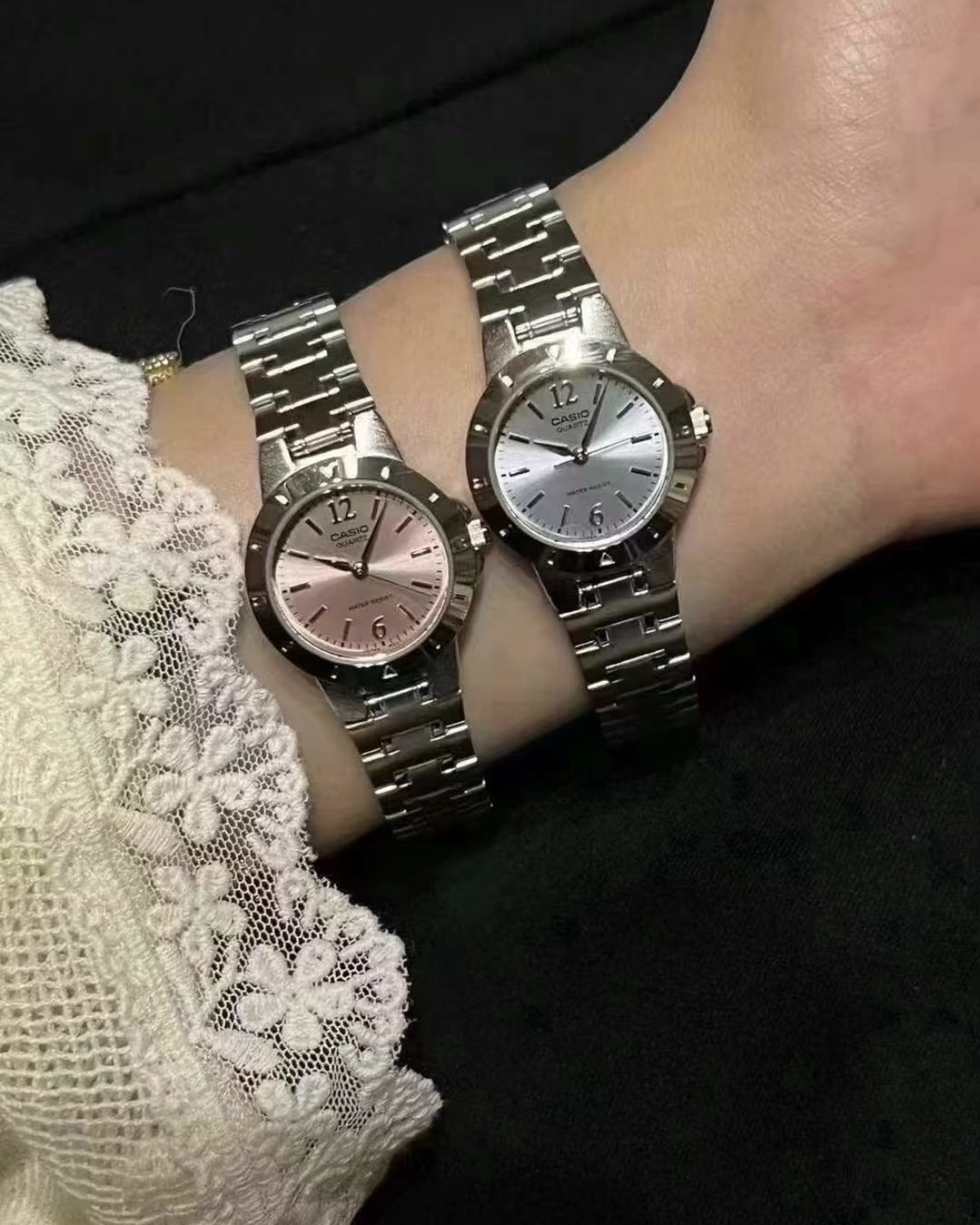 <日本限定 超美>CASIO Casio Collection碎碎冰 鋼錶帶 手錶 冰川藍 櫻花粉