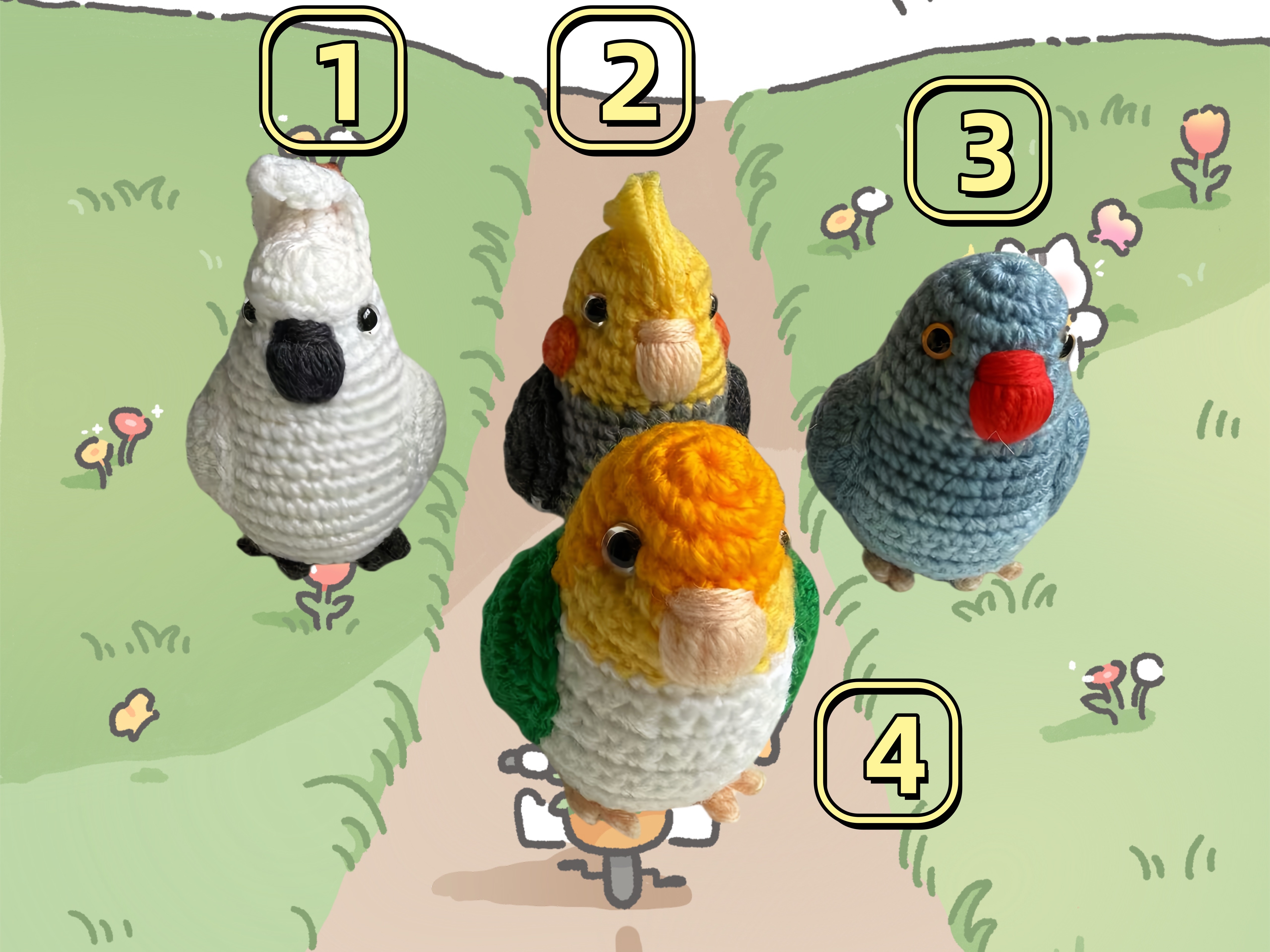 台灣手織鸚鵡毛絨公仔｜12cm中型閉翼造型｜手工精製可作擺飾禮物