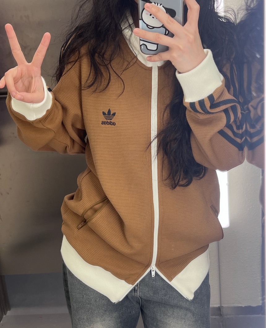 adidas 三葉草 沙漠棕運動條紋外套