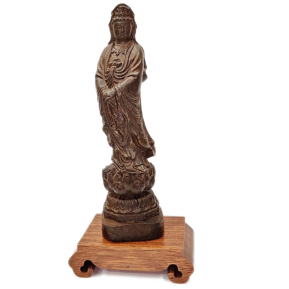 白衣觀音大士{土沉木雕}14公分【十方】152230