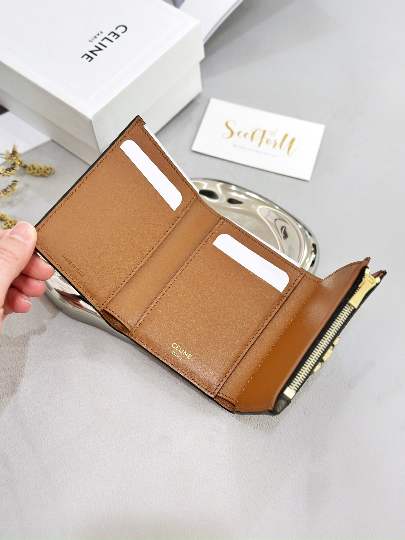 CELINE 【入手困難】STRAP WALLET NINO★トリオンフキャンバス★ CELINE 中古 セリーヌ 三折財布小銭入付き レディース ブランド