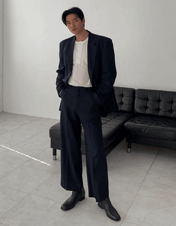 裁縫直筒西裝夾克外套