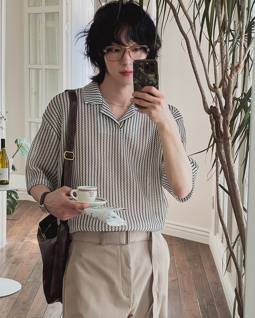 卡托條紋鉤針針織衫