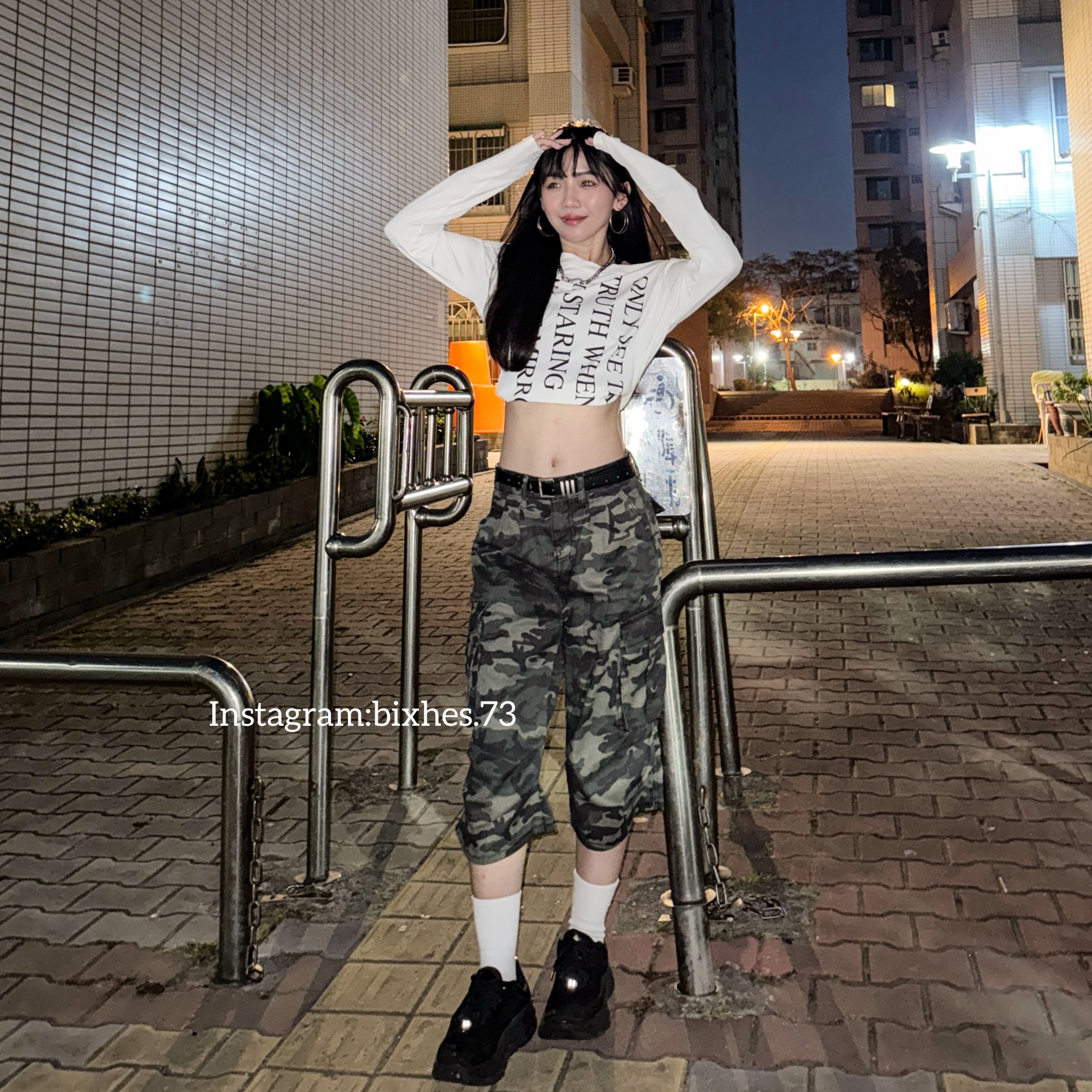 迷彩寬版七分褲(E00021)