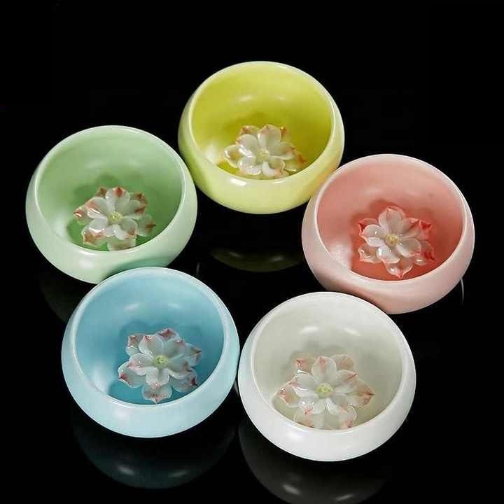 新店院∣3D冰裂釉面小魚茶杯/蓮花茶杯-3入(款式隨機出貨)