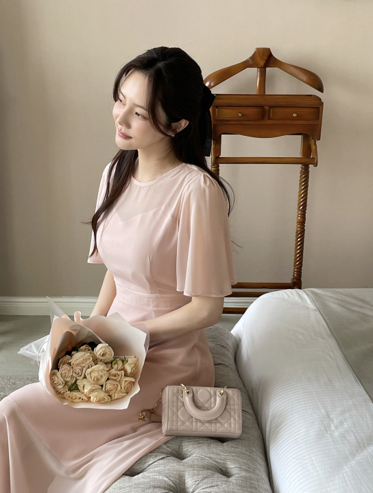 [現貨] Nydia 浪漫雪紡洋裝 (長版) [ 2色 / Free ]