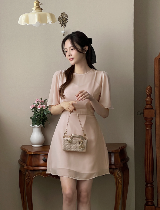 [現貨] Nydia 浪漫雪紡洋裝 (短版) [2 色 / Free ]