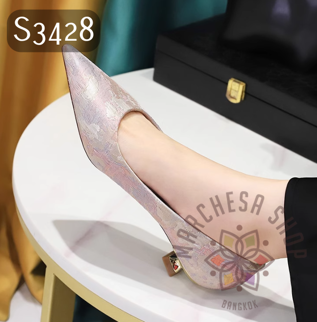 S3428 - 羊皮紮染感尖頭低踭鞋