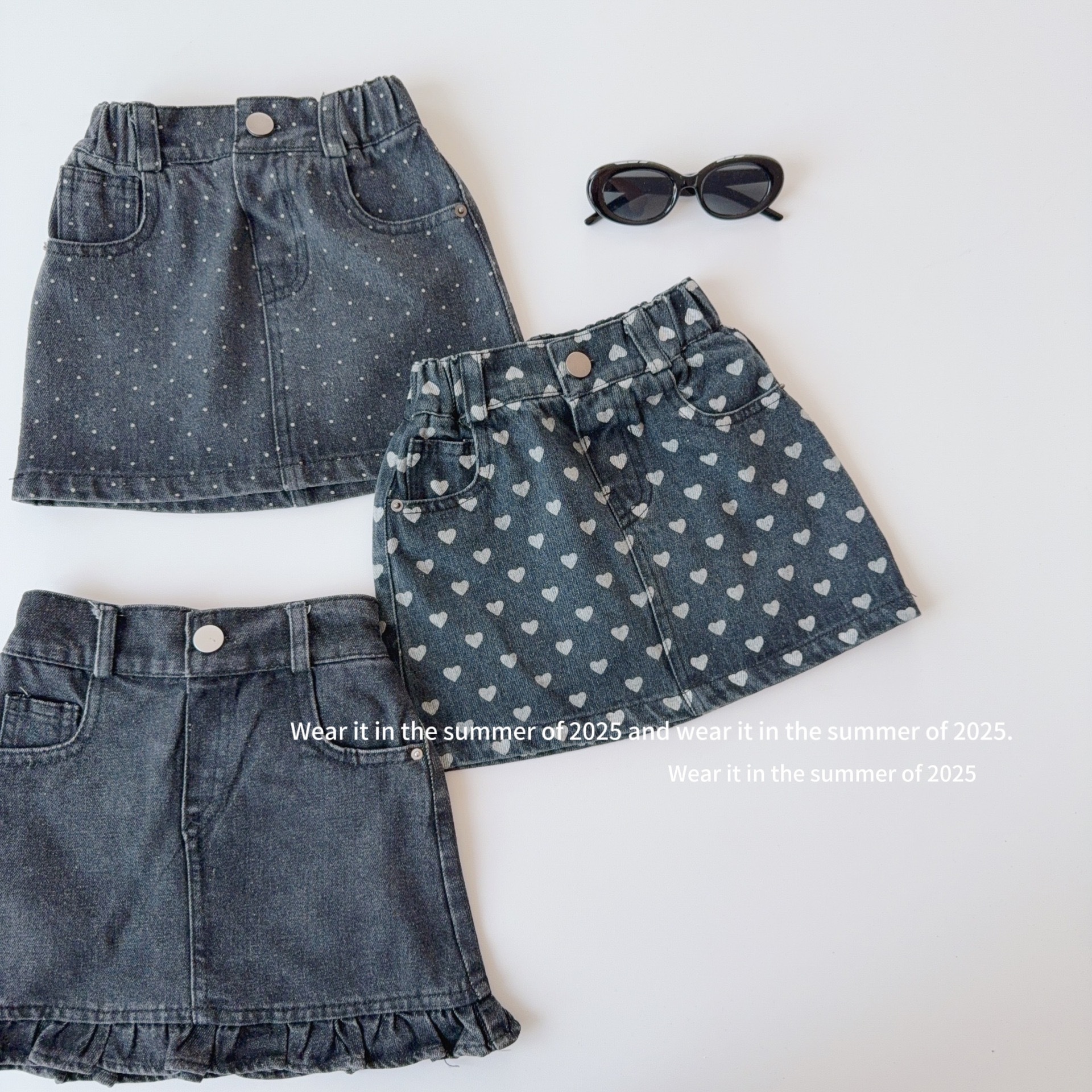 三色夏天百搭牛仔裙