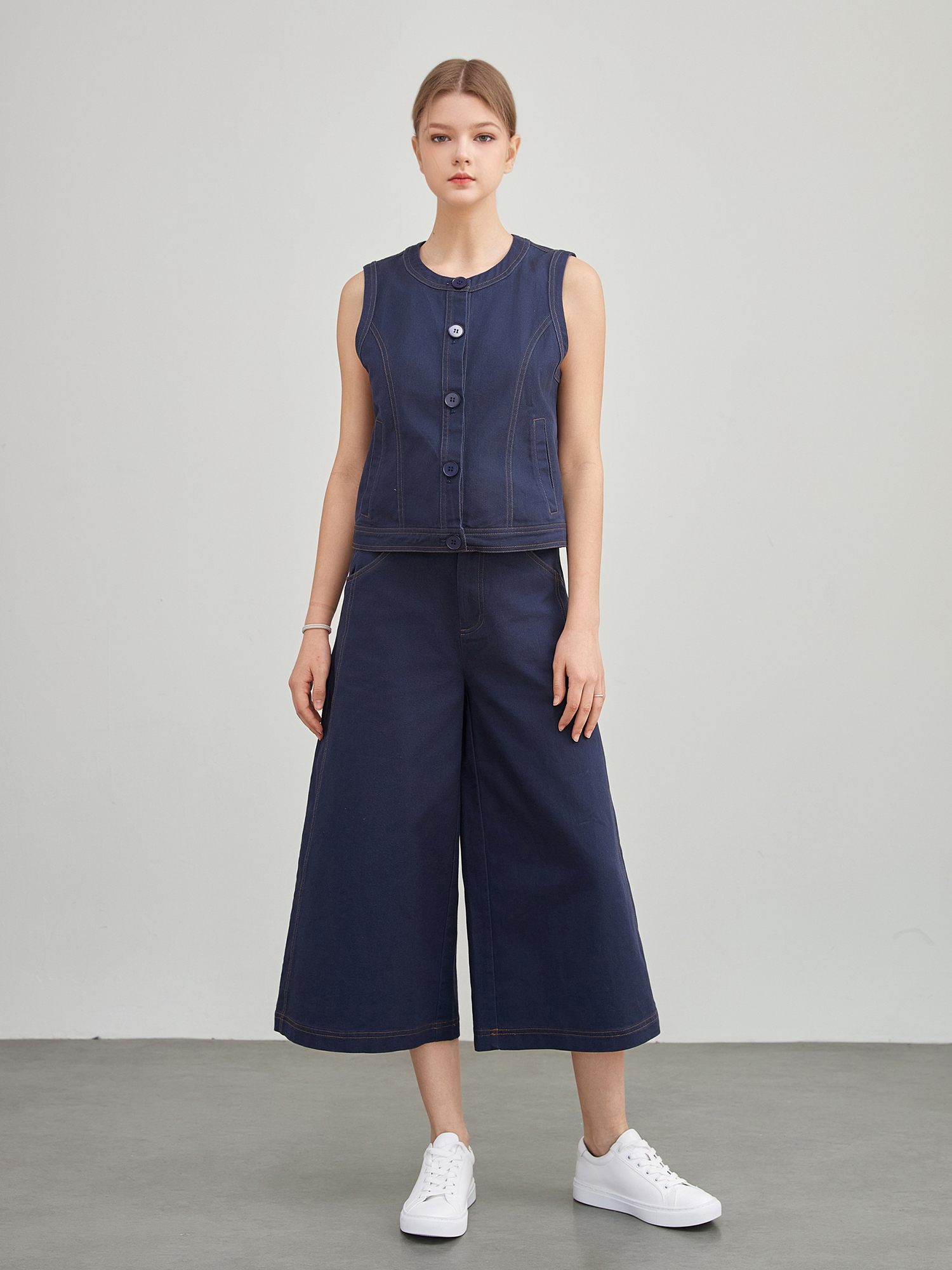 mi-tu 七分休閒闊腳褲