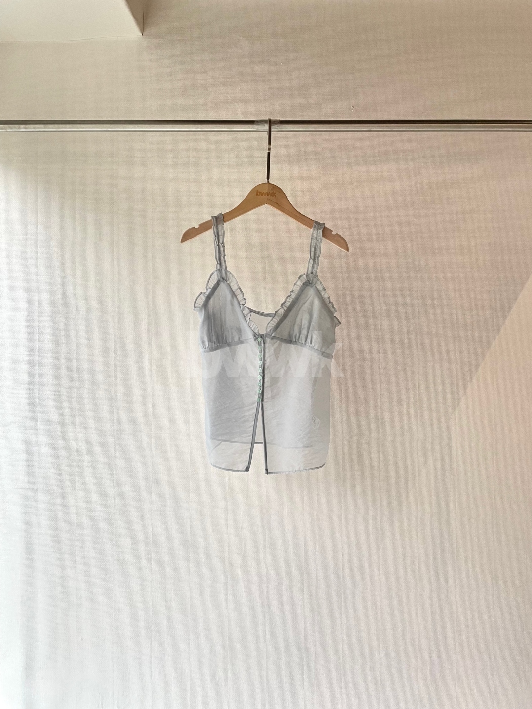 紡紗花邊排釦背心-湖水綠