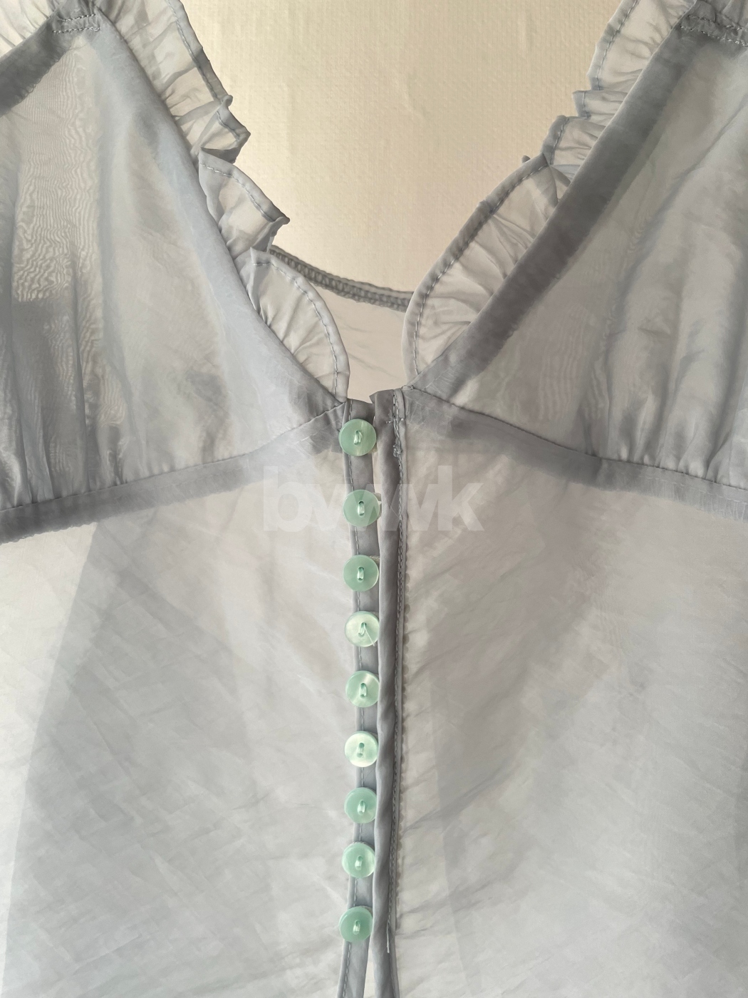 紡紗花邊排釦背心-湖水綠