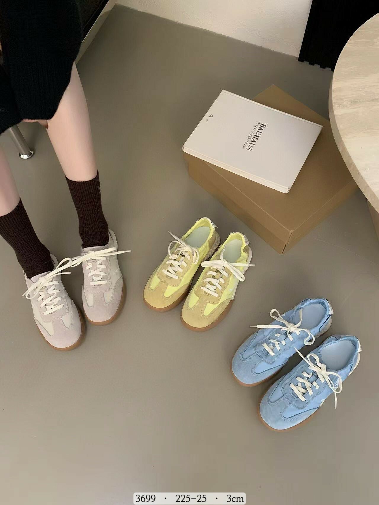 3699韓國真皮縮口彈力德訓鞋