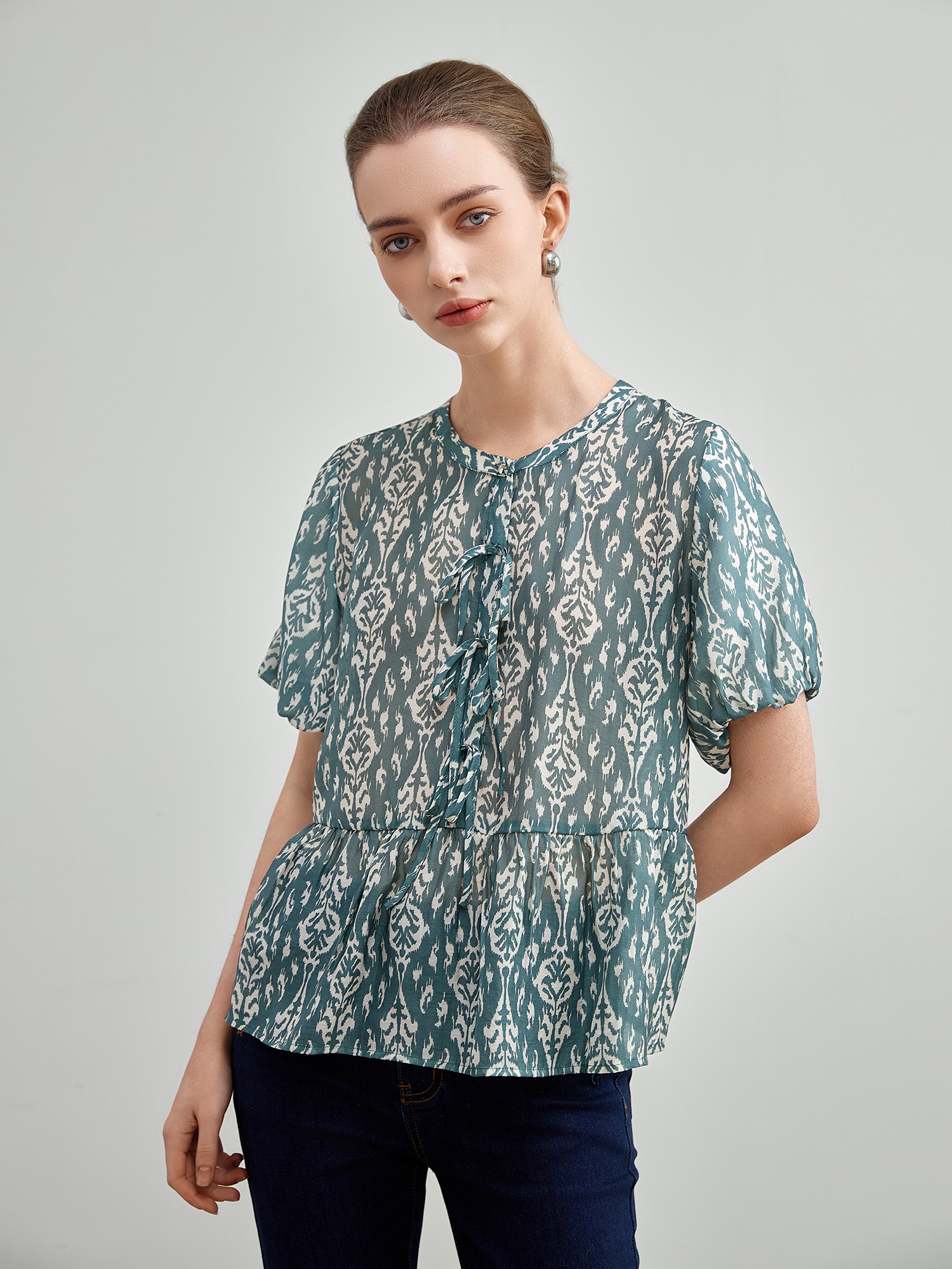 mi-tu 印花短袖上衣