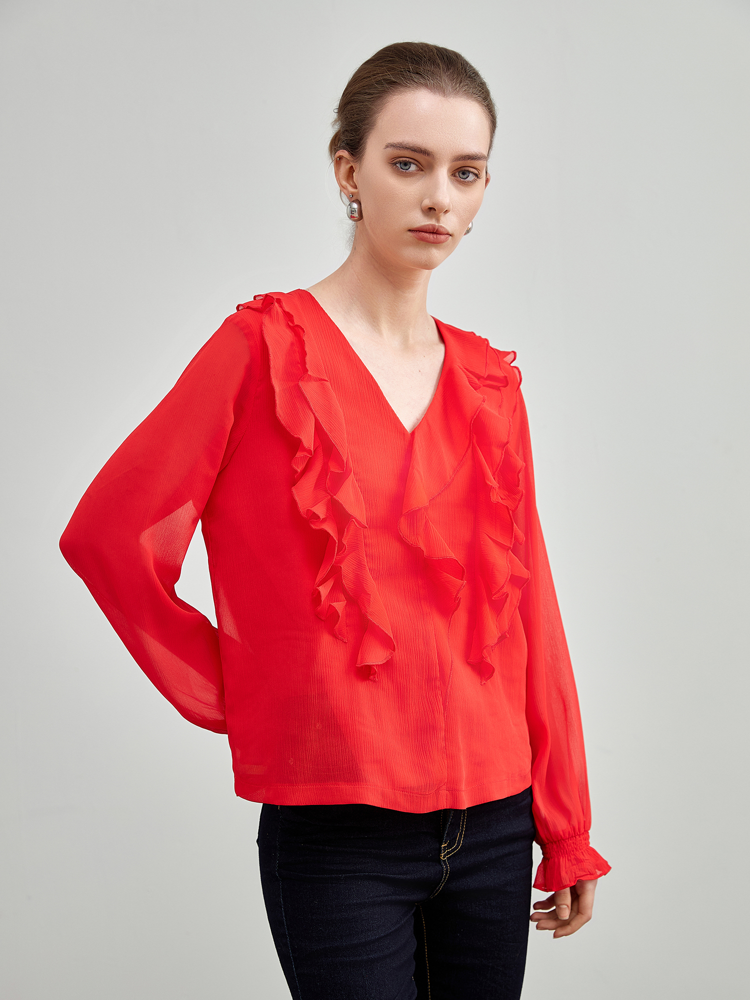 mi-tu V領針織上衣