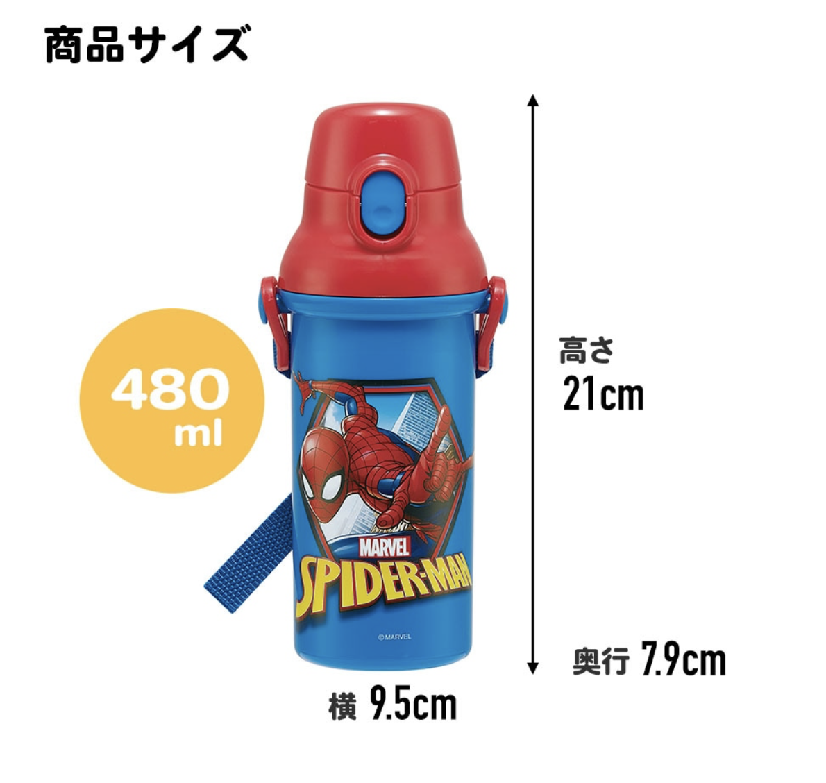 日本製 Skater 480ml 抗菌兒童直飲水樽-Spider-man