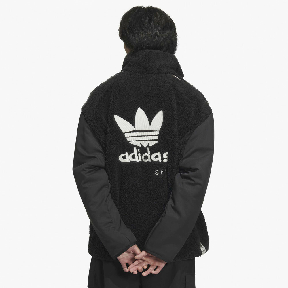 【 adidas x SFTM FLEECE BLK 聯名款羊毛外套 - 黑 】