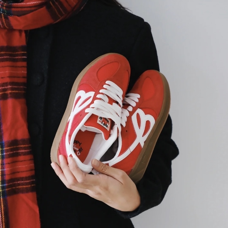 HBD x WE FLOWER 聯名小花鞋 復古學院風  紅白 德訓鞋 WFDAWN101-2