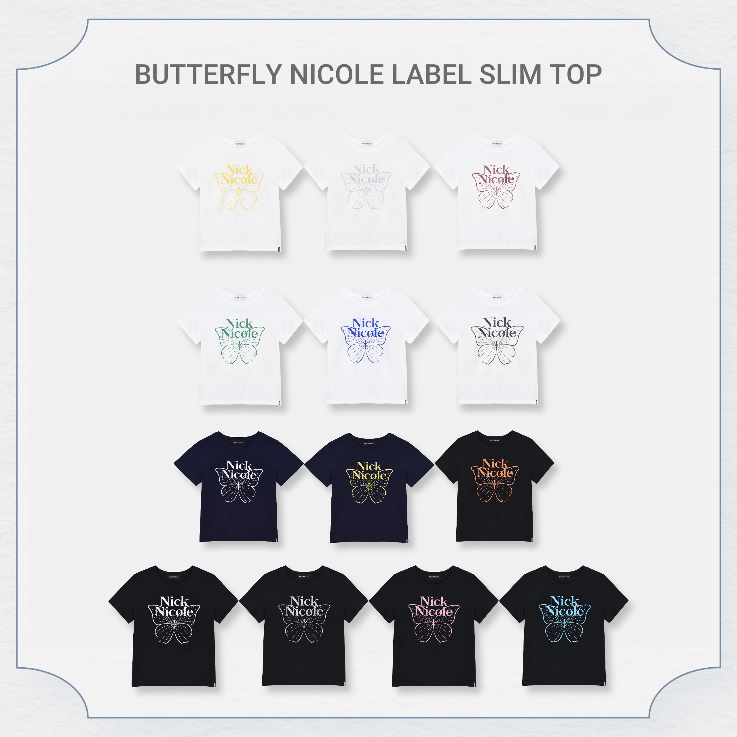 Nick Nicole滿版蝴蝶短版短T(共13色)