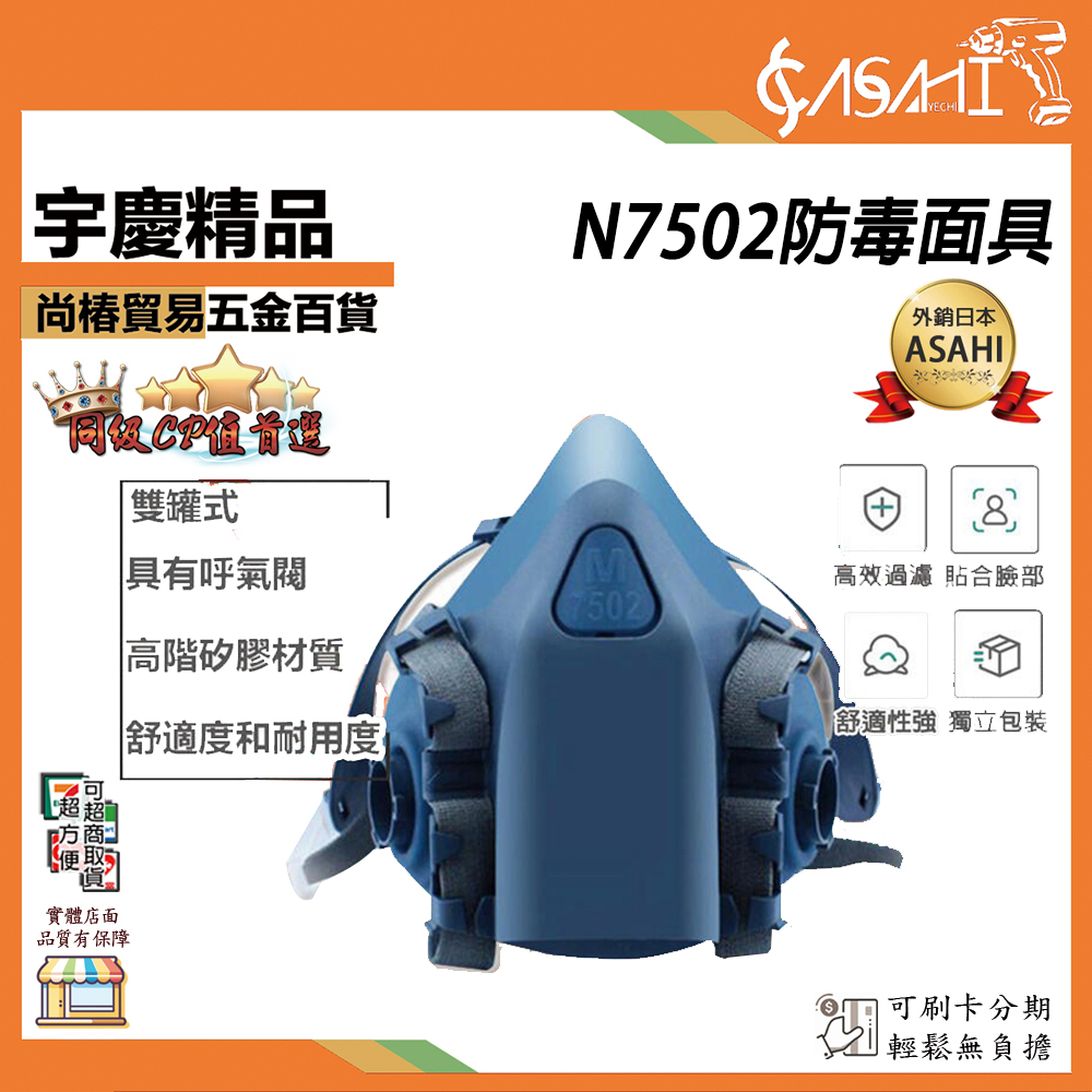 附發票｜N7502防毒面具｜CN款 矽膠面罩 半面罩式 阻隔病毒 非拋棄式 平面口罩 噴漆防毒面具