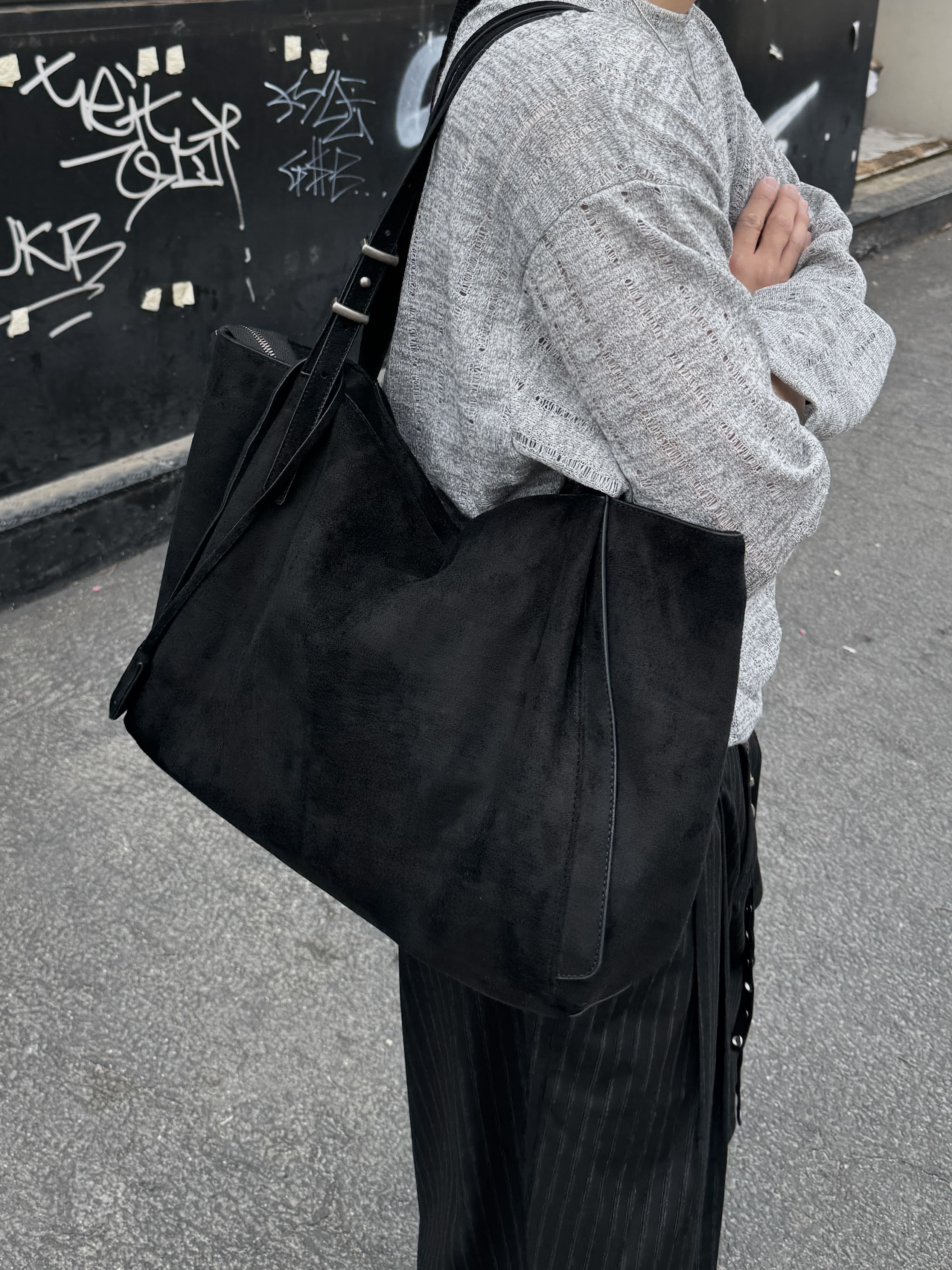 格雷 麂皮 簡約 托特包 單肩包