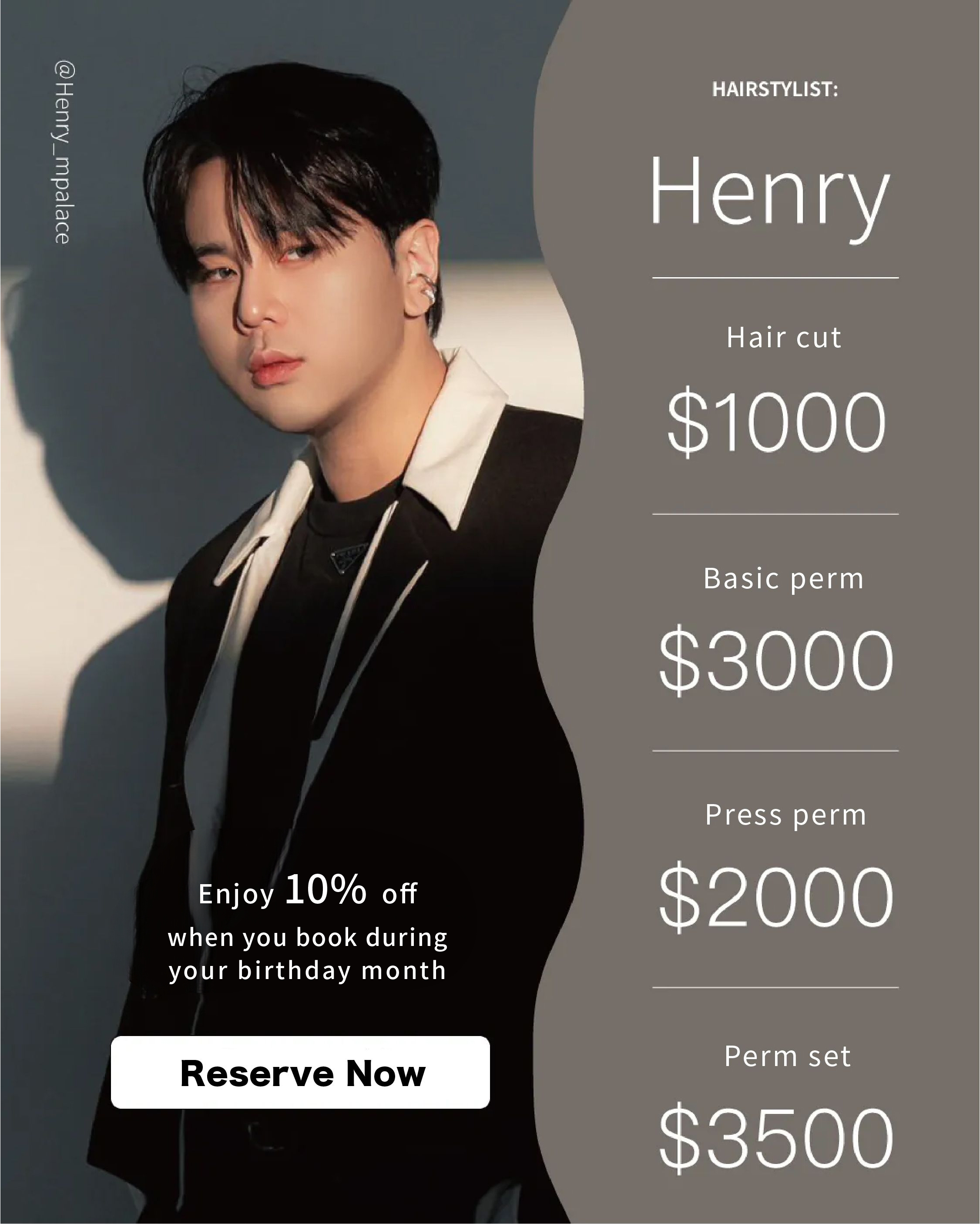 Hairstyle recommendations for men in Taichung: Henry at M-Palace Flagship Store