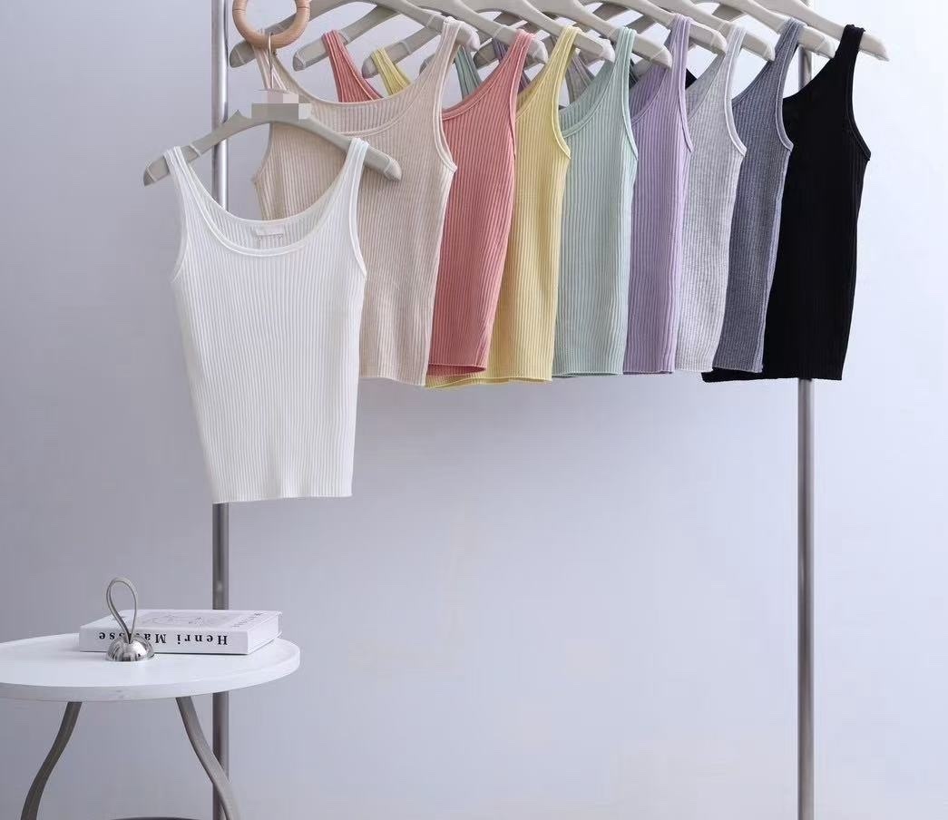 1089 大U領親膚坑條背心