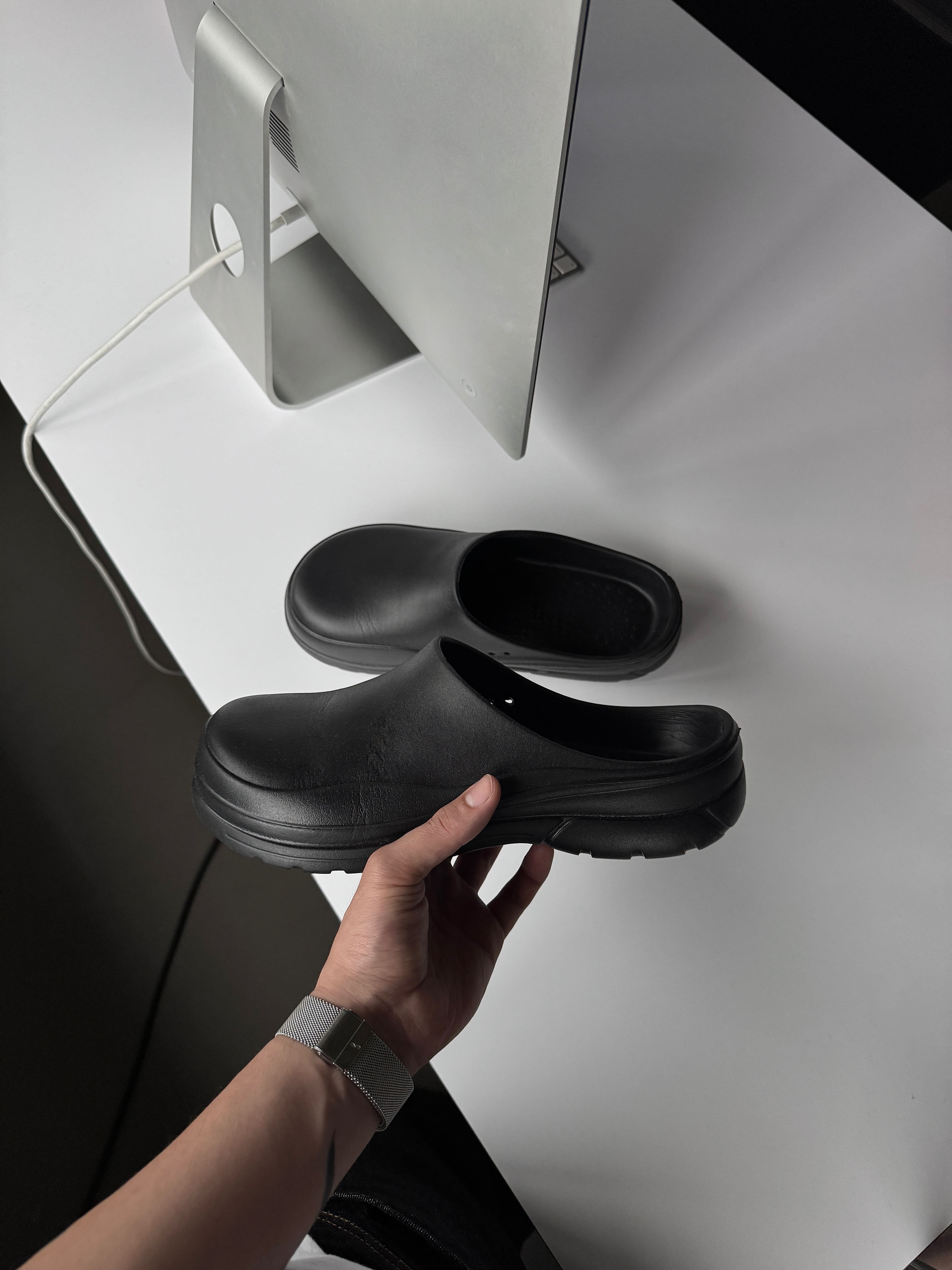 素面簡約 廚師鞋 彈力 增高 懶人 約會 拖鞋（現貨）