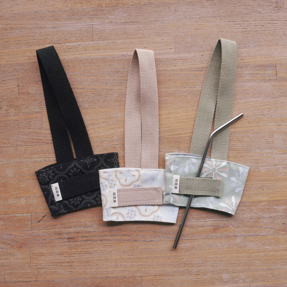 印花樂飲料杯吸管提袋紳士黑色