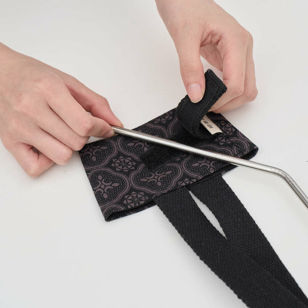 印花樂飲料杯吸管提袋紳士黑色