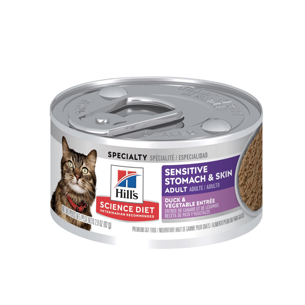 Hill's - 貓濕糧 -成貓 敏感腸胃及皮膚 鴨肉蔬菜主食罐 2.9OZ (24罐 ) 608490