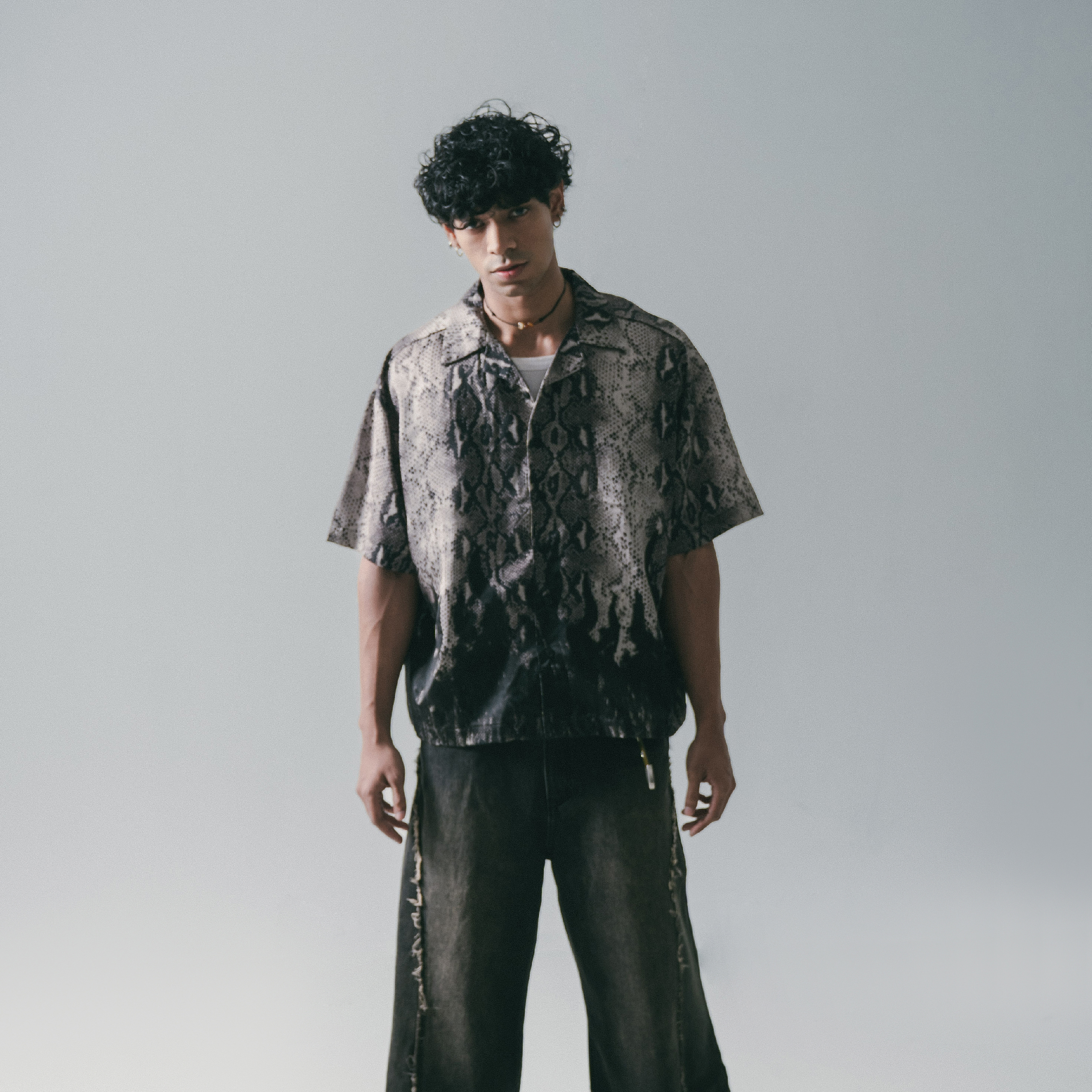 SENSE Snake Print With Flame Shirt [M25-19]