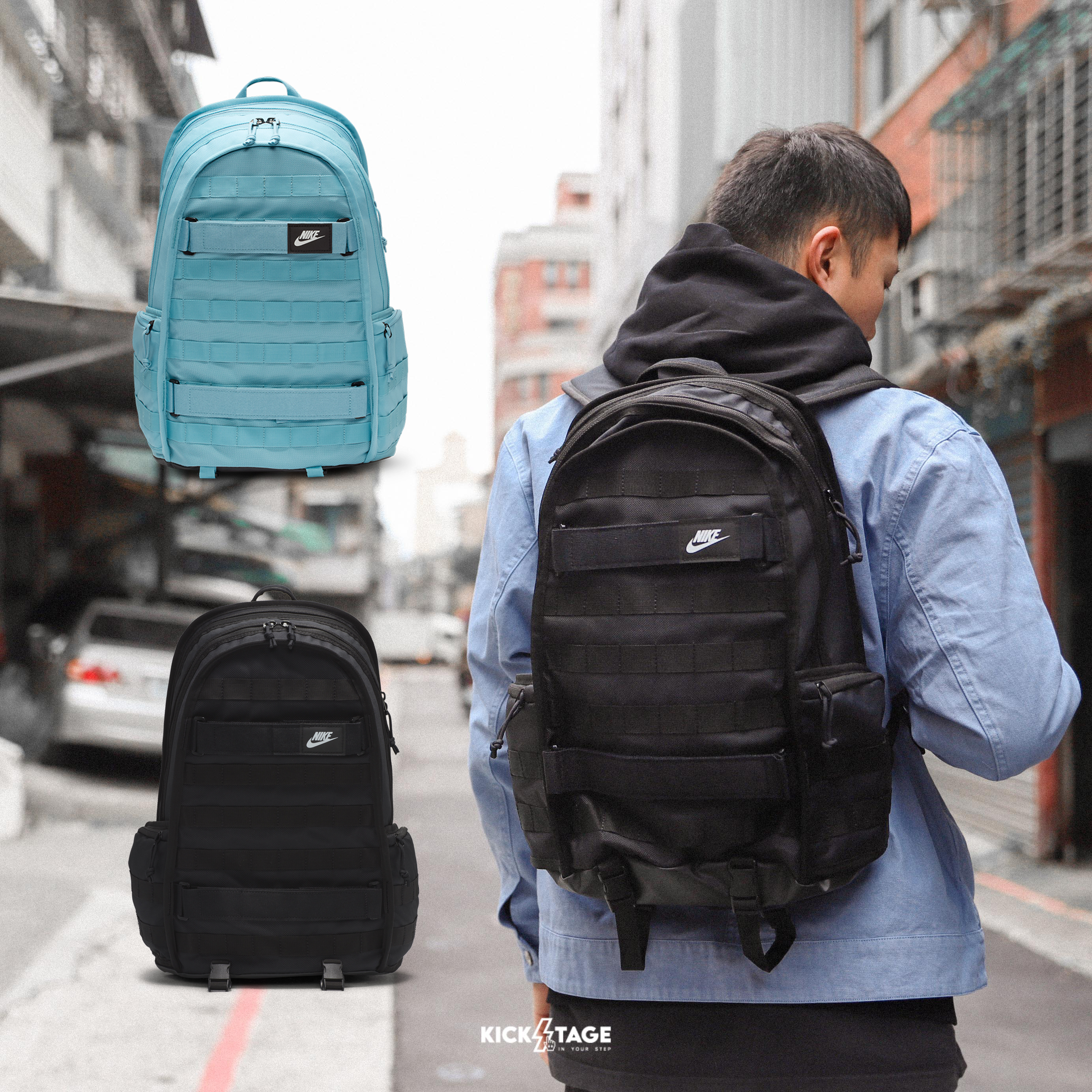 NIKE SPORTSWEAR RPM 黑白 藍綠色 多夾層 15吋筆電夾層 後背包 背包【FD7544】26升