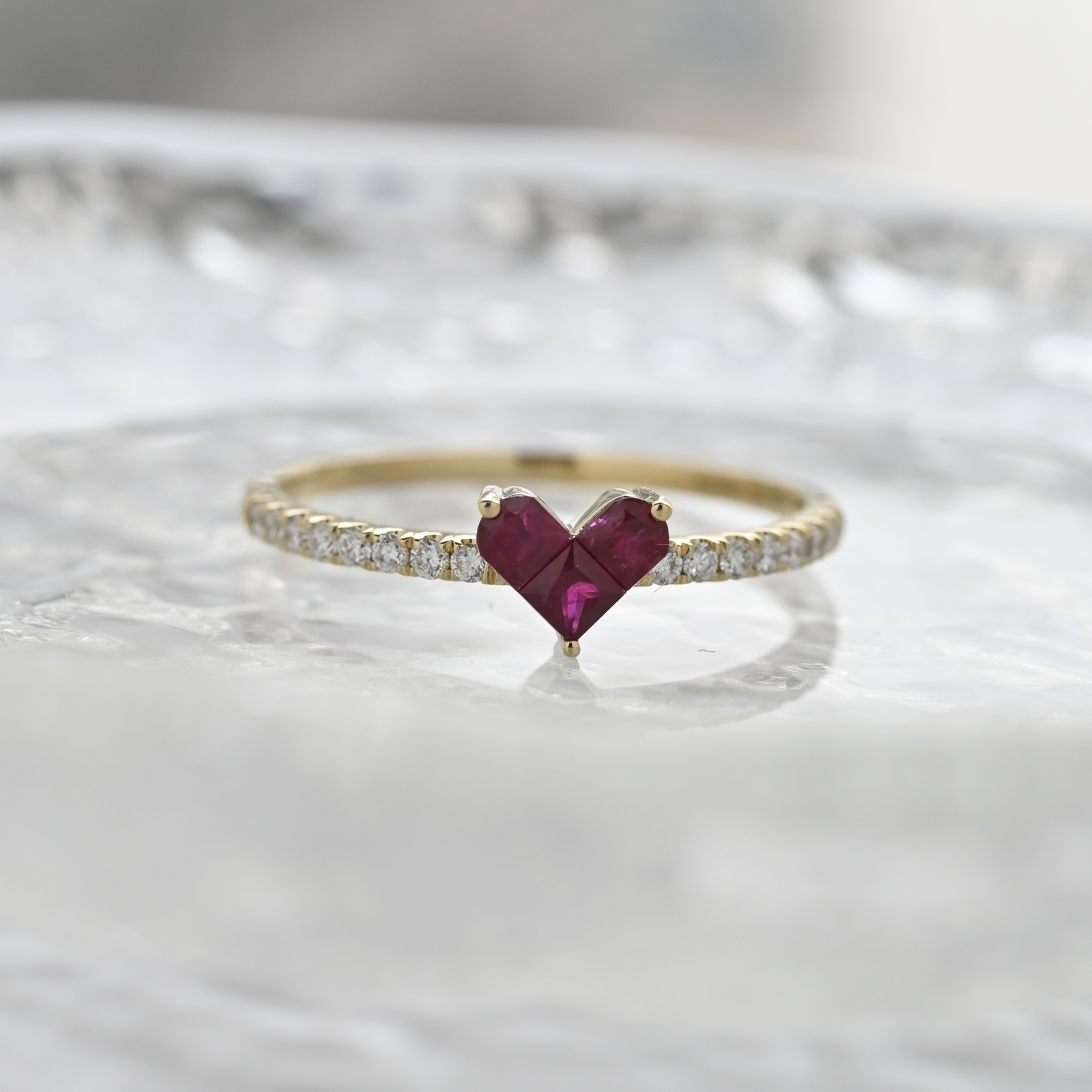 18K Ruby Heart Diamond Ring