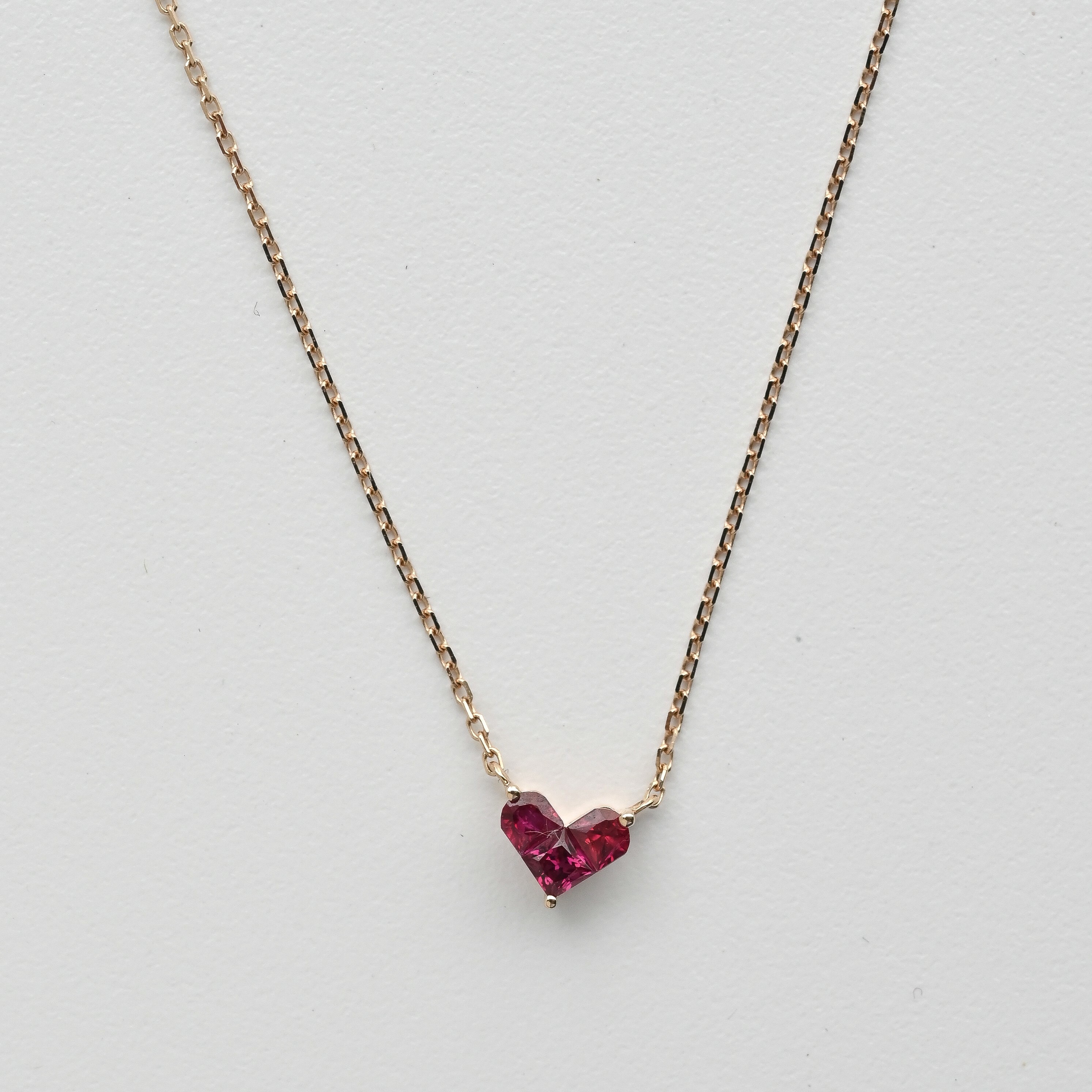 18K Ruby Heart Diamond Necklace
