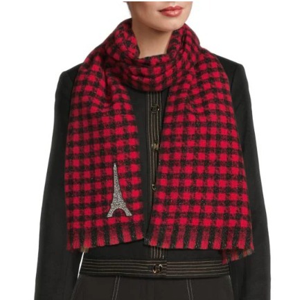 【現貨】Karl Lagerfeld Paris LL042553 格仔款頸巾(紅配黑色)