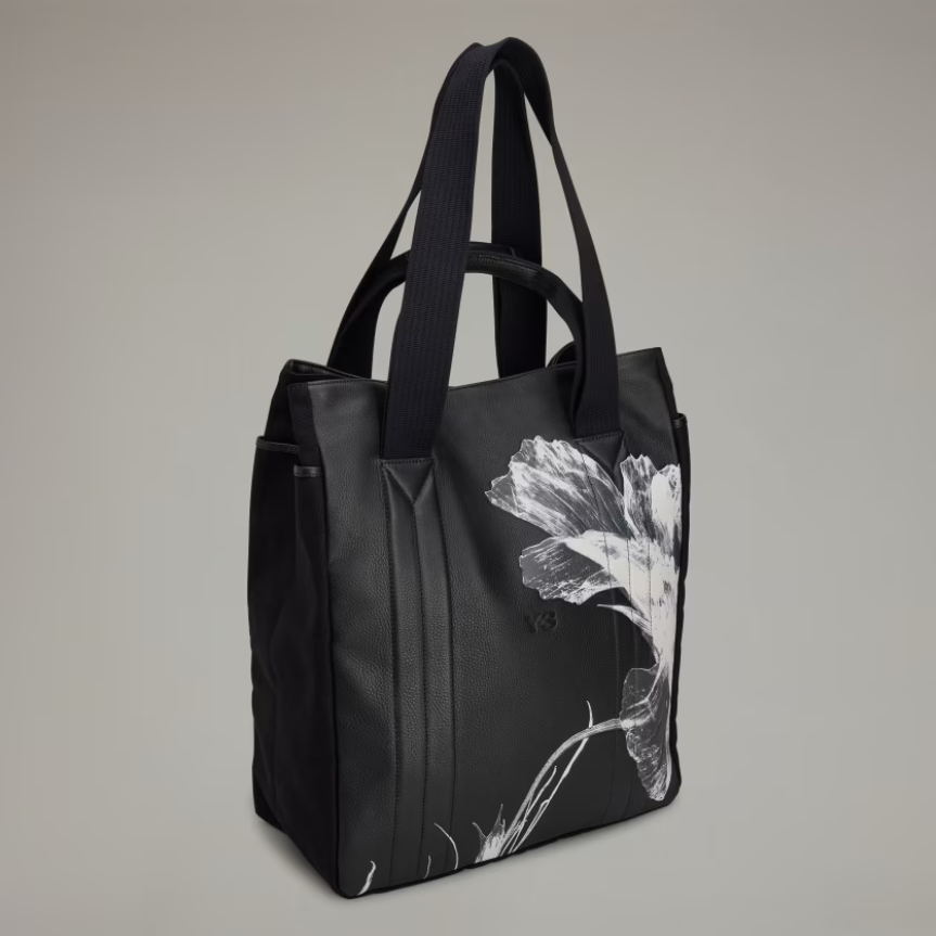 【 Y-3 FLR BAG 皮革花卉肩背包 - 黑 】