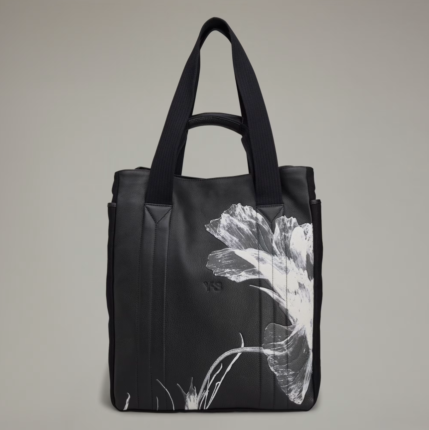 【 Y-3 FLR BAG 皮革花卉肩背包 - 黑 】