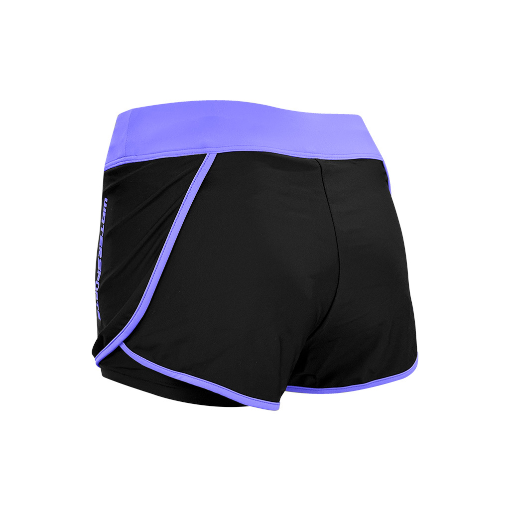 女士拼色內襯游泳沙灘短褲 - 黑/紫