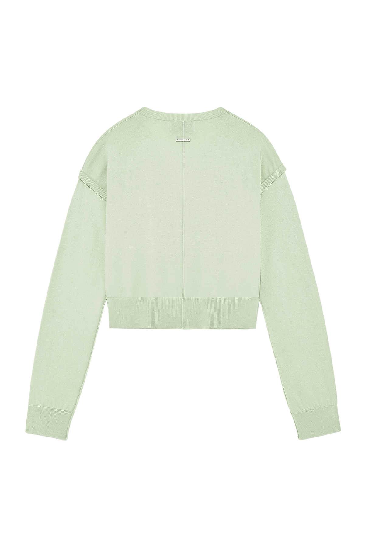 鈕扣開衩針織上衣 薄荷綠